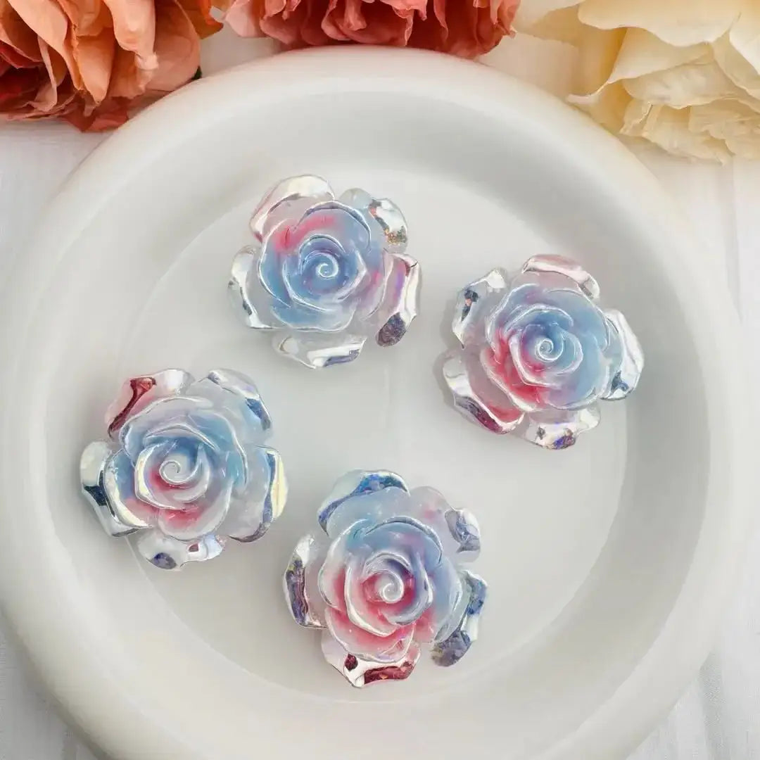 FS10653-About 35mm Luminous Color Changing Rose Flower Resin Patch -Zoe DIY Wholesale
