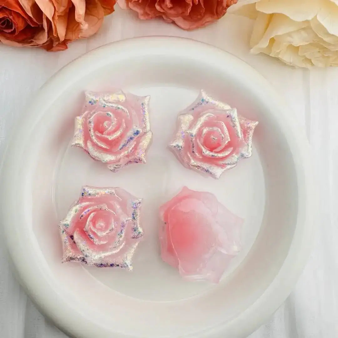 FS10654-About 40mm Glitter Flower Resin Patch -Zoe DIY Wholesale