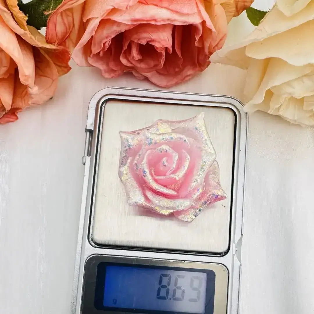 FS10654-About 40mm Glitter Flower Resin Patch -Zoe DIY Wholesale