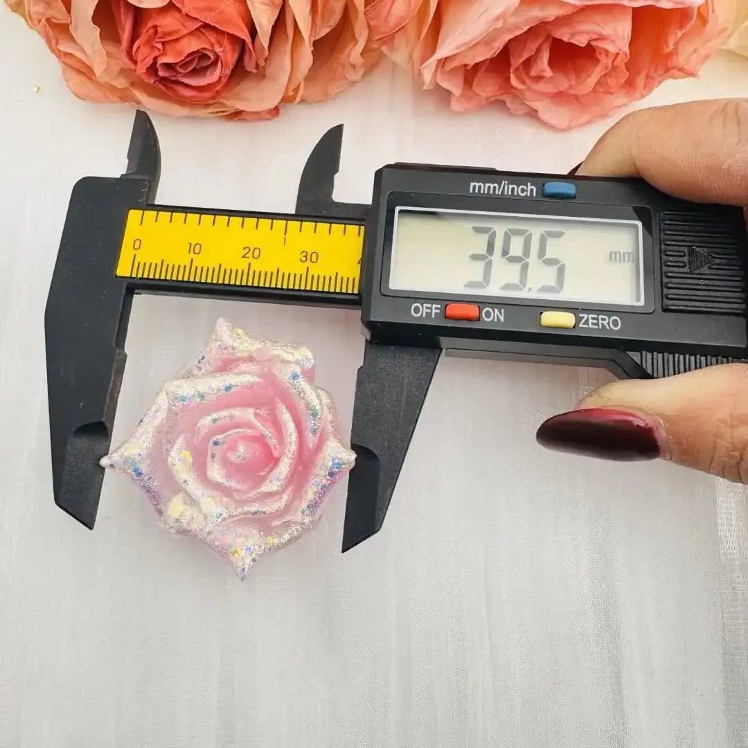 FS10654-About 40mm Glitter Flower Resin Patch -Zoe DIY Wholesale