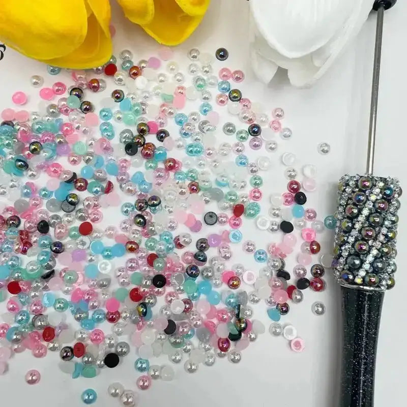 FS10658-4mm UV Semicircle Pearl Nail Charms For Making Fancy Beads Or Fancy Beadable Pens -Zoe DIY Wholesale
