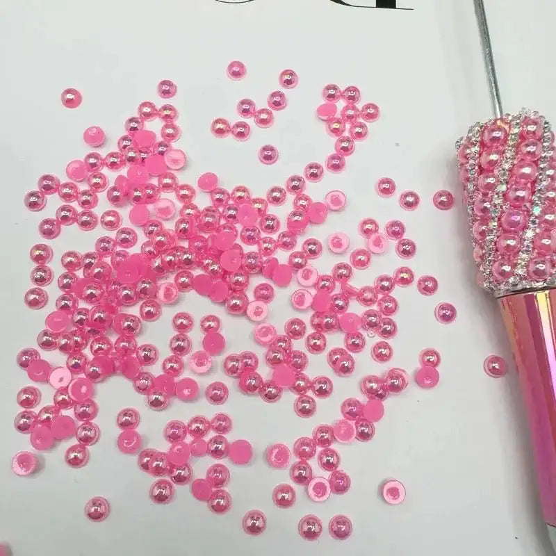 FS10658-4mm UV Semicircle Pearl Nail Charms For Making Fancy Beads Or Fancy Beadable Pens -Zoe DIY Wholesale