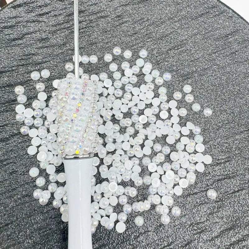 FS10658-4mm UV Semicircle Pearl Nail Charms For Making Fancy Beads Or Fancy Beadable Pens -Zoe DIY Wholesale