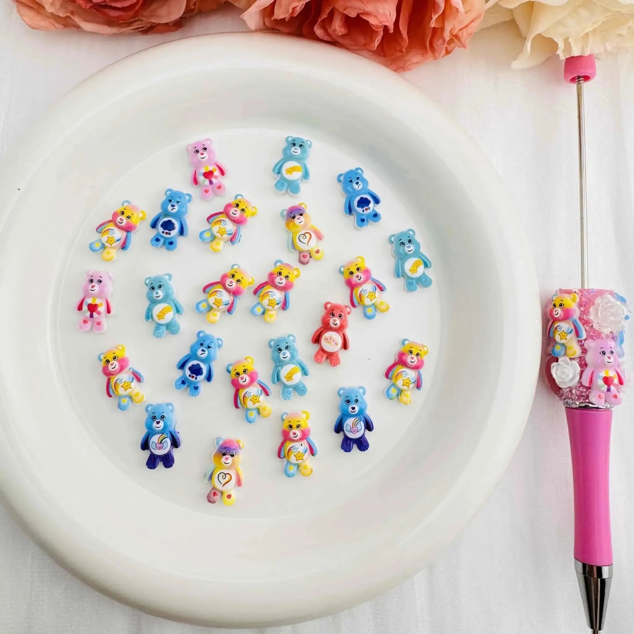 FS10680-About 10×16mm Random Mixed Care Bear Nail Charms For Making Fancy Beads Or Fancy Beadable Pens -Zoe DIY Wholesale