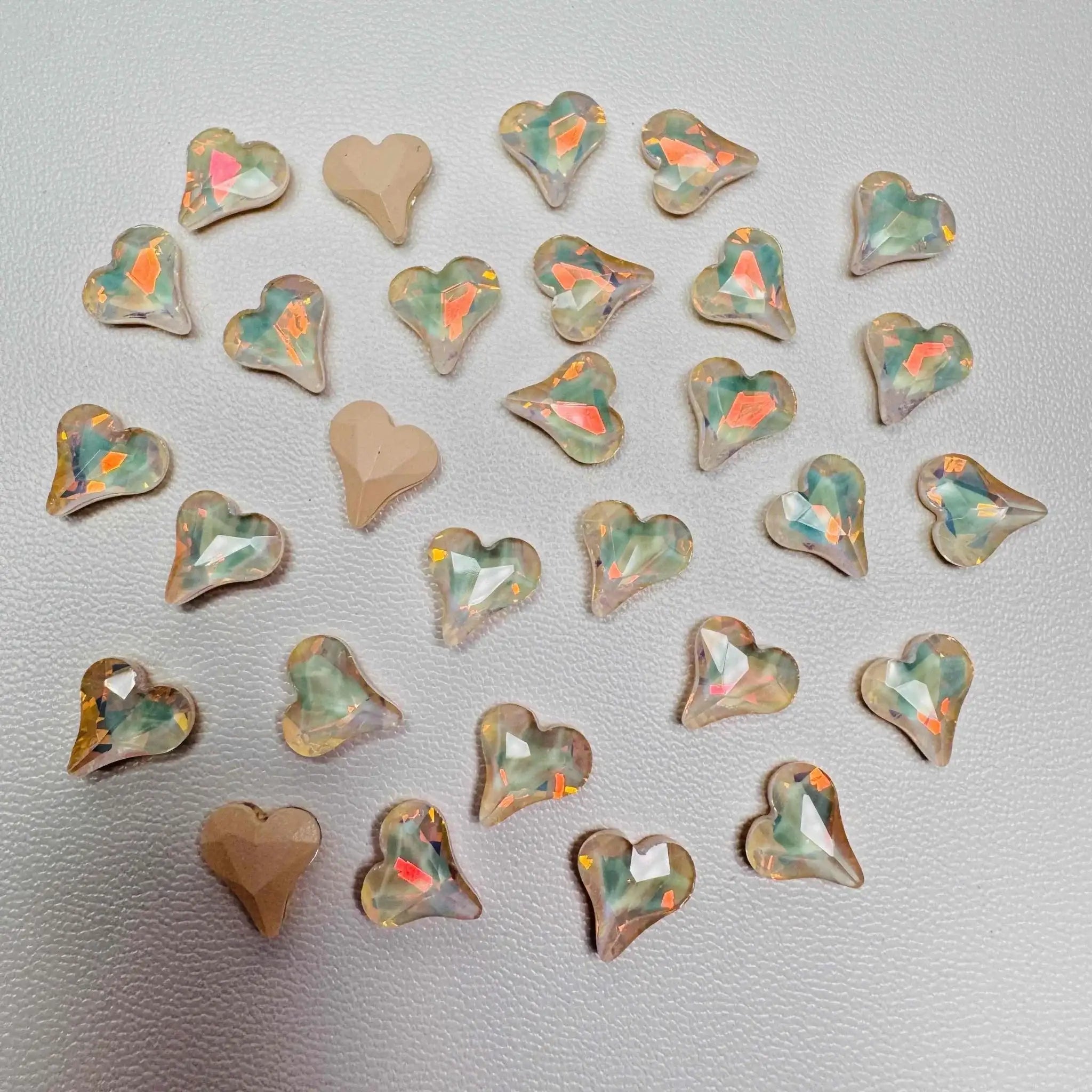 FS10706-8×9mm Mocha Color Heart Shape Crystal Nail Charms For Making Fancy Beads Or Fancy Beadable Pens -Zoe DIY Wholesale