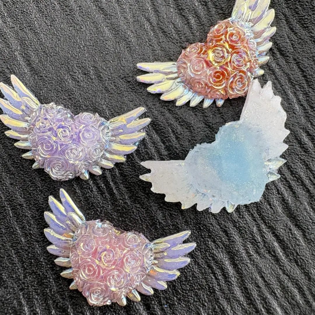 FS10765-Rose Heart Angel Wing Charms -Zoe DIY Wholesale