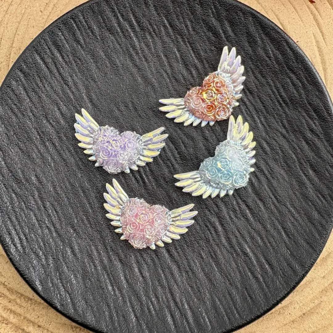 FS10765-Rose Heart Angel Wing Charms -Zoe DIY Wholesale