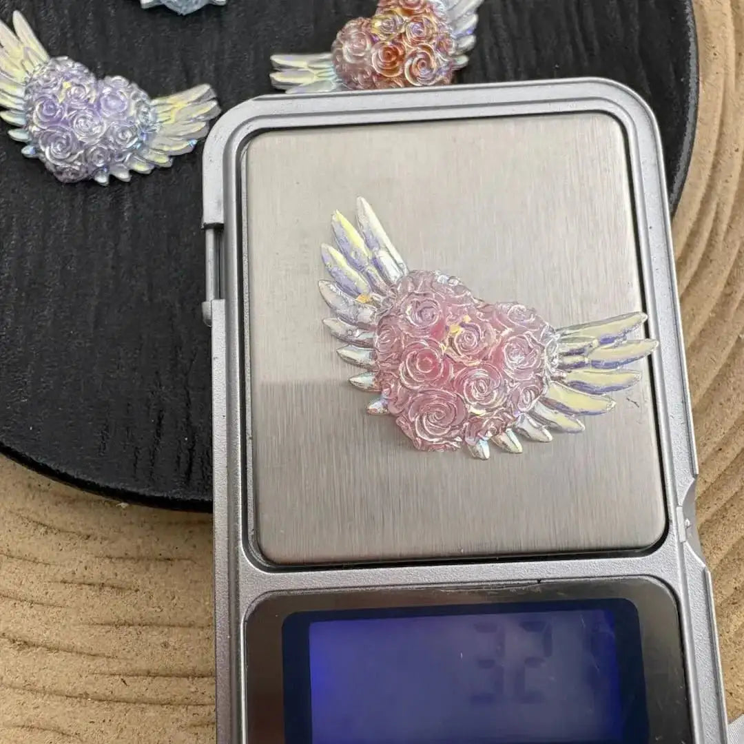 FS10765-Rose Heart Angel Wing Charms -Zoe DIY Wholesale