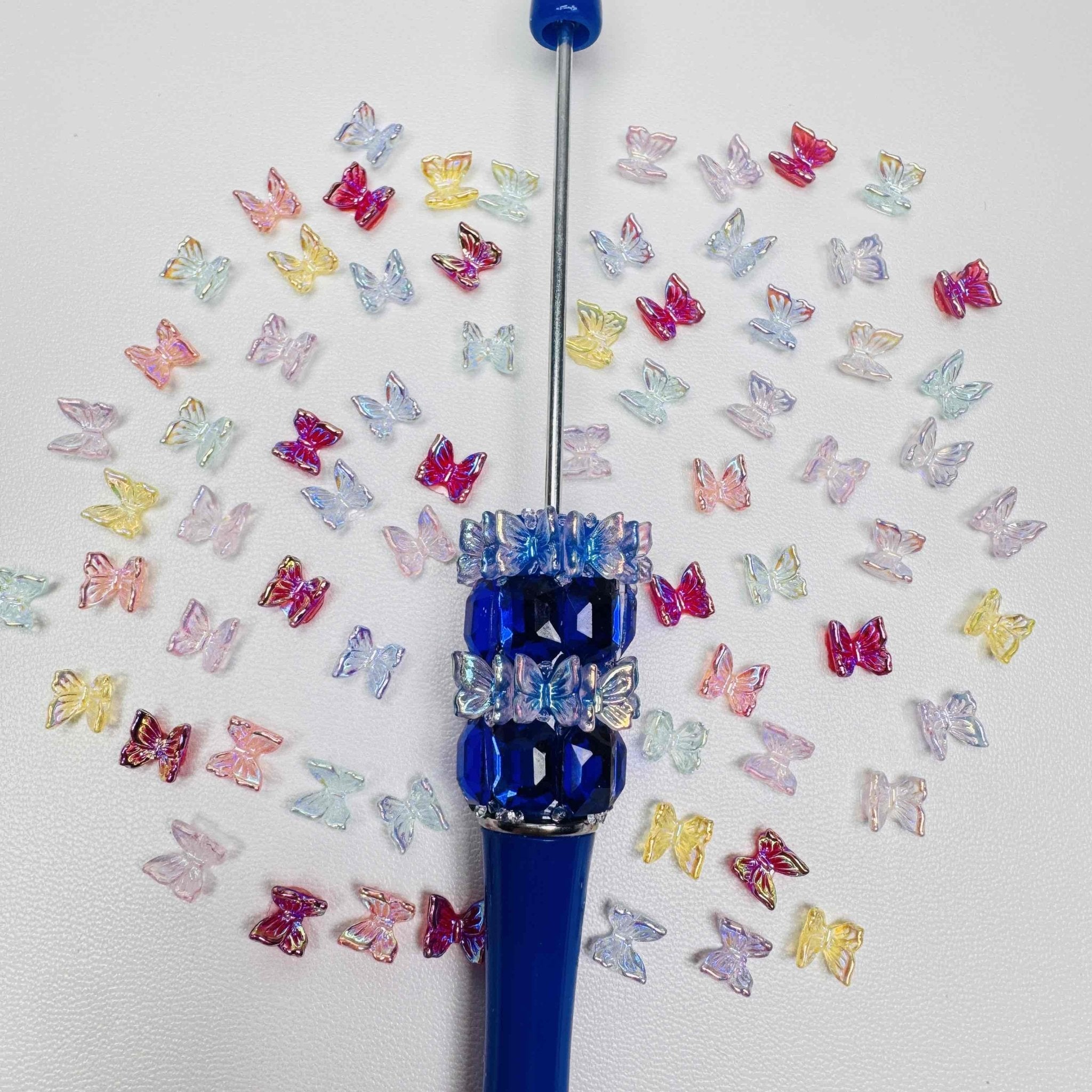 FS10766-About 6mm Iridescent Mini Butterfly Nail Charms For Making Fancy Beads Or Fancy Beadable Pens -Zoe DIY Wholesale