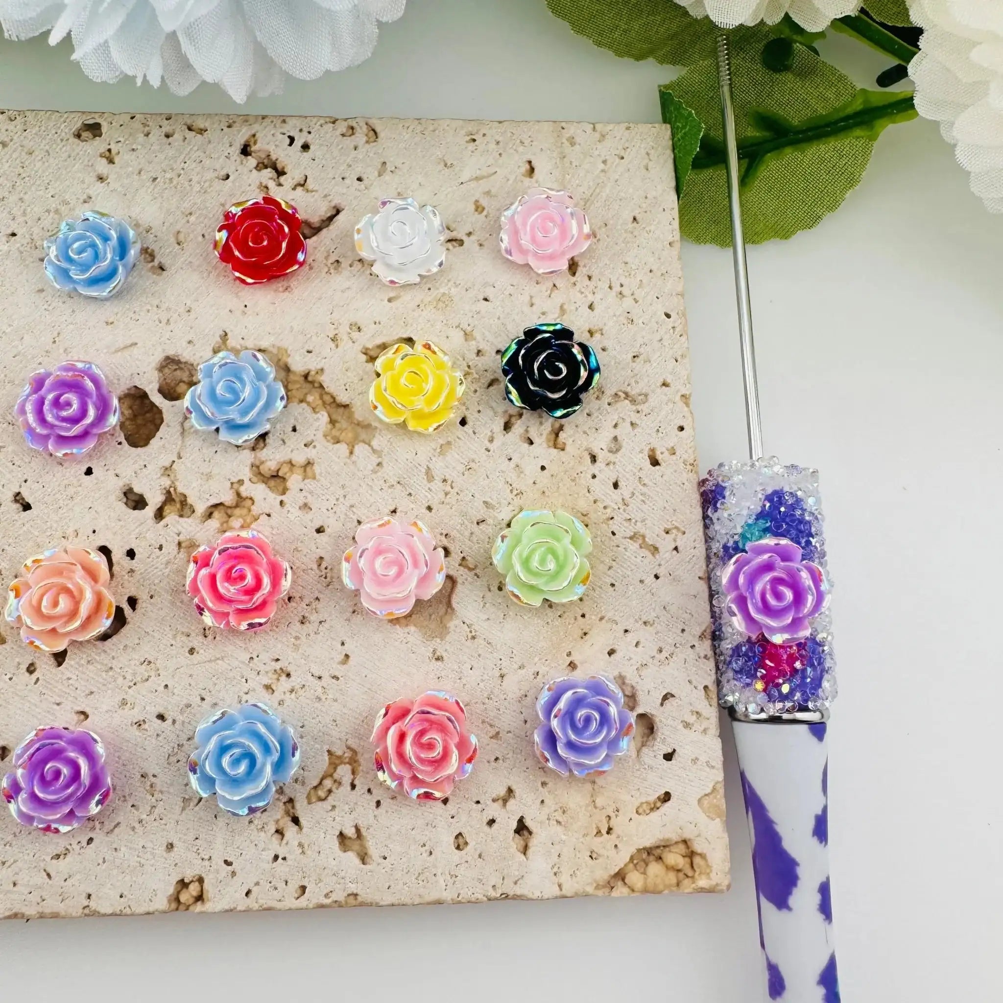 FS10768-13MM Resin Rose Charms -Zoe DIY Wholesale