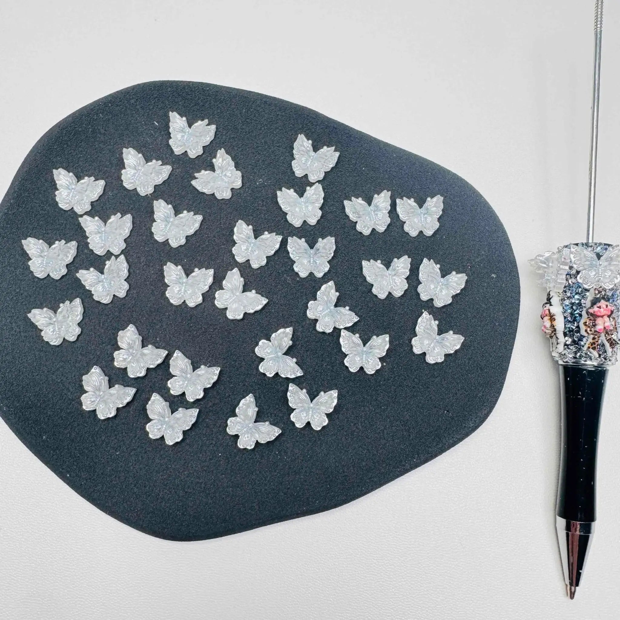 FS10770-12MM White Resin Buttfly Charms -Zoe DIY Wholesale
