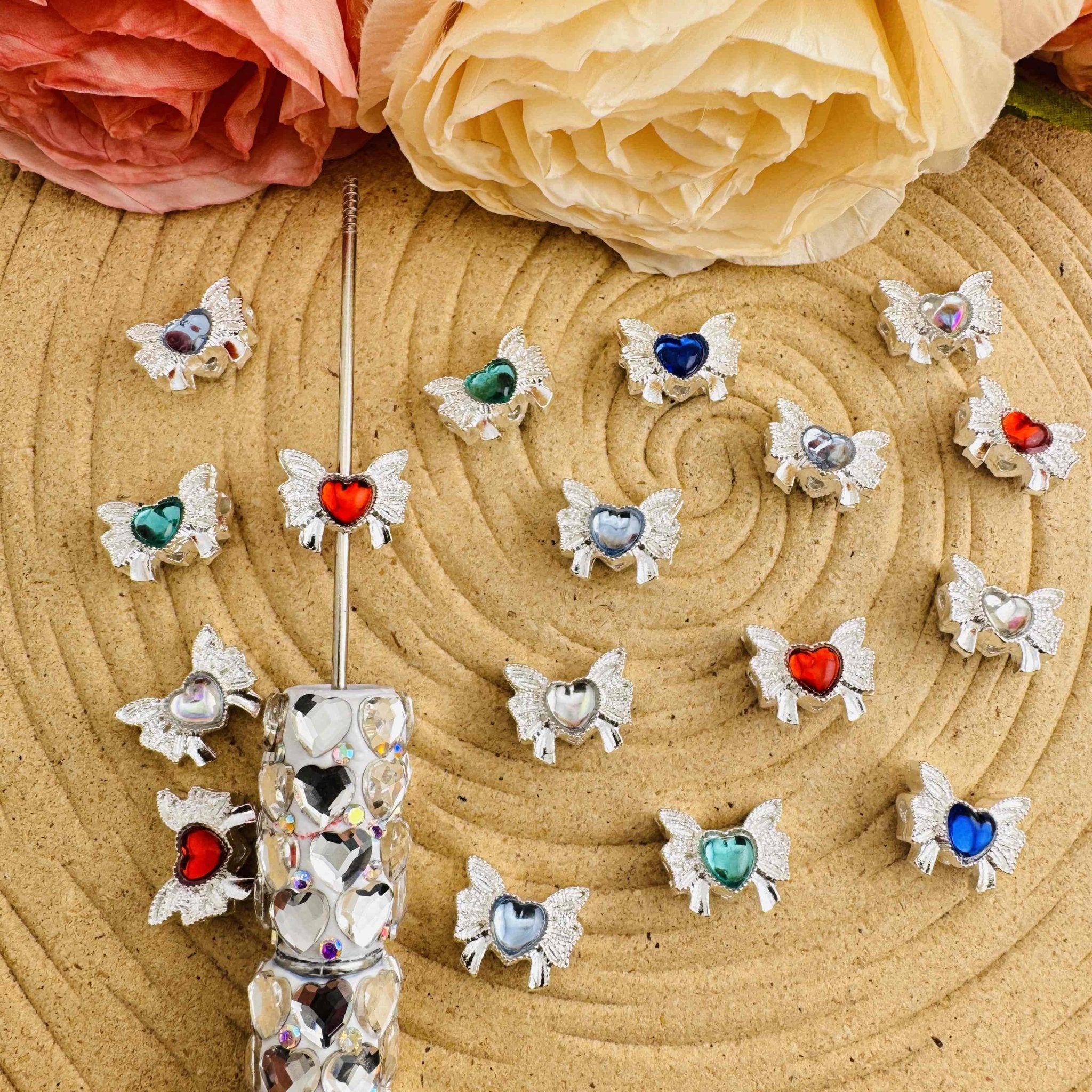 FS10785-Mixed Color Butterfly Bow 4 Hole Metal Beads For Making Keychain Beadable Pens Jewelry Making -Zoe DIY Wholesale