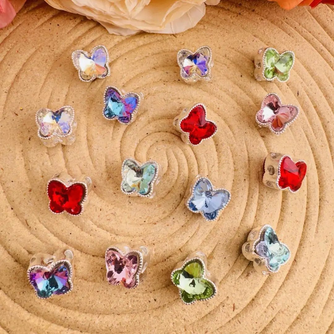 FS10787-Mixed Color Butterfly 8 Hole Alloy Metal Beads -Zoe DIY Wholesale