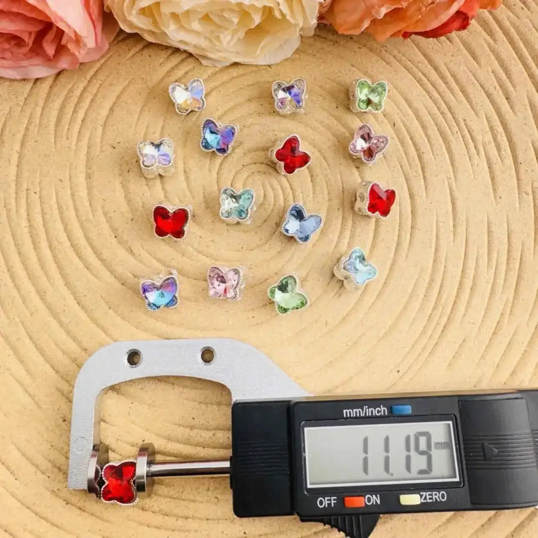 FS10787-Mixed Color Butterfly 8 Hole Alloy Metal Beads -Zoe DIY Wholesale