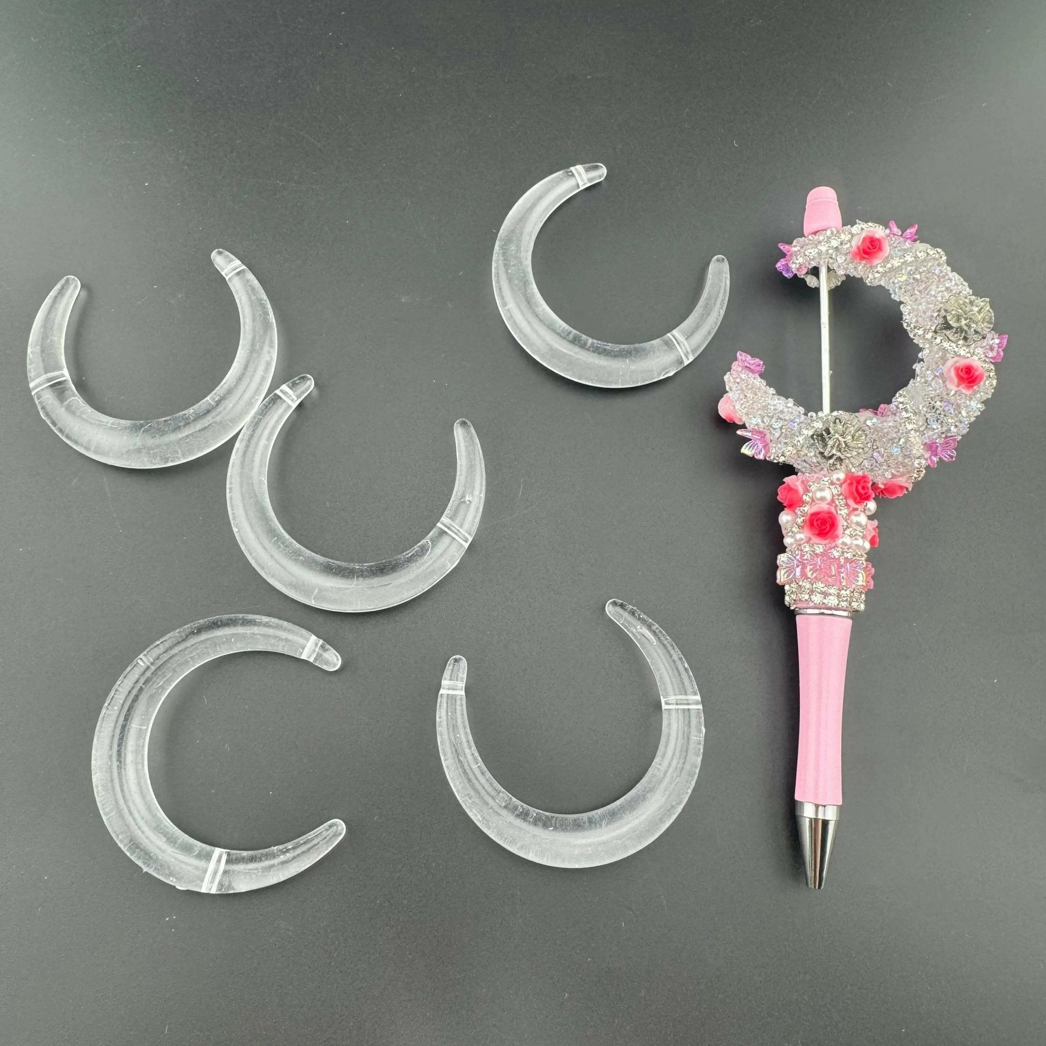 FS1080-49*54mm Clear Moon 2 Hole Based Beads Fir For Beadable Pens -Zoe DIY Wholesale