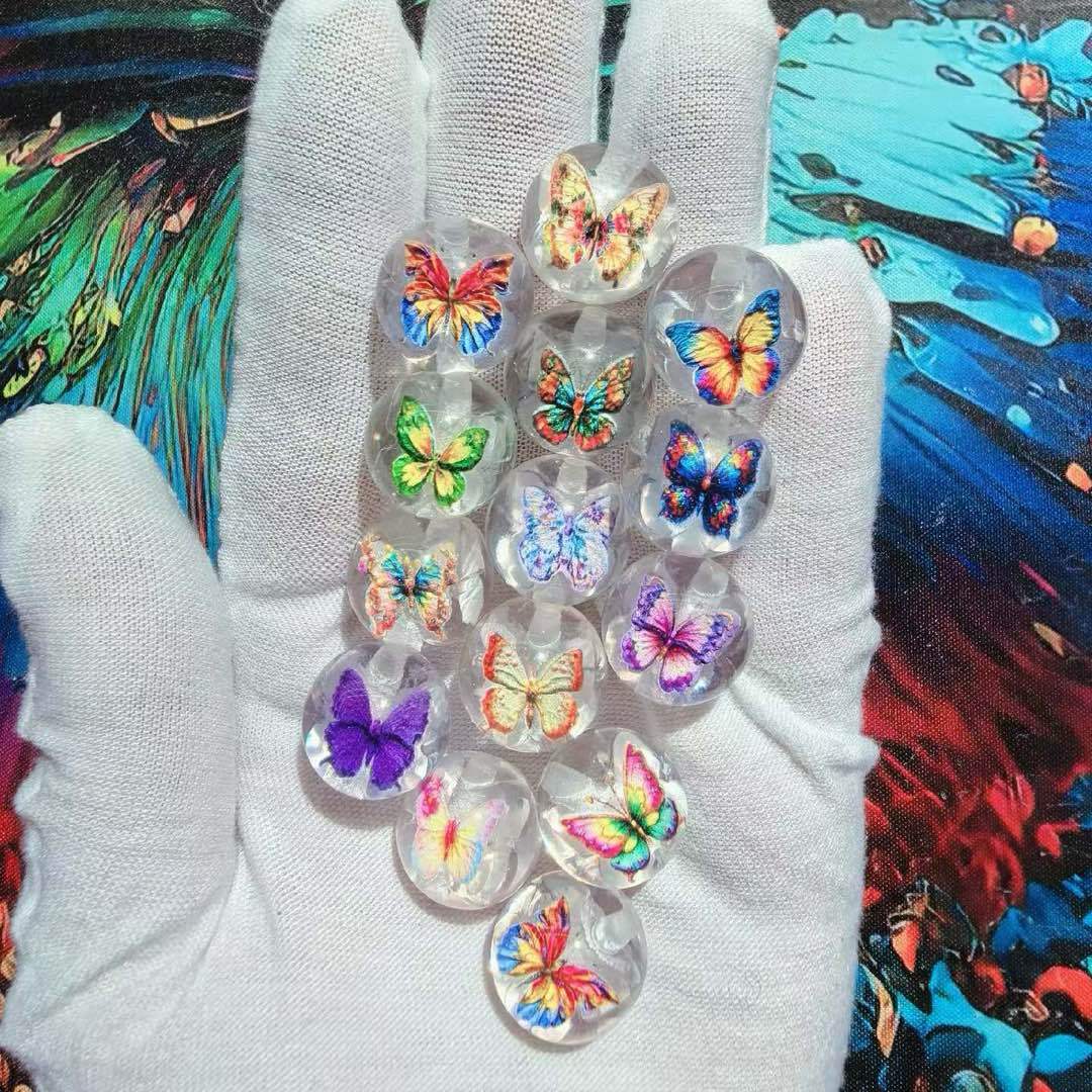 FS10804-16mm Mixed Butterfly Resin Beads -Zoe DIY Wholesale