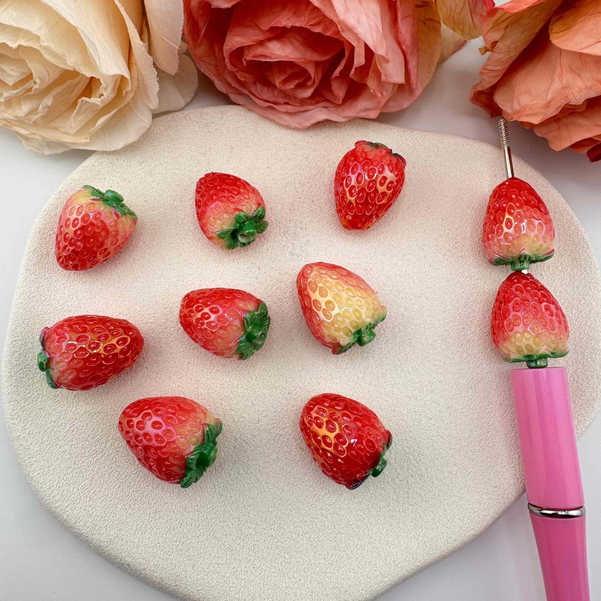 FS10901-16×24mm Ref Strawberry Resin Beads For Beadable Pens Keychain Jewelry Making -Zoe DIY Wholesale