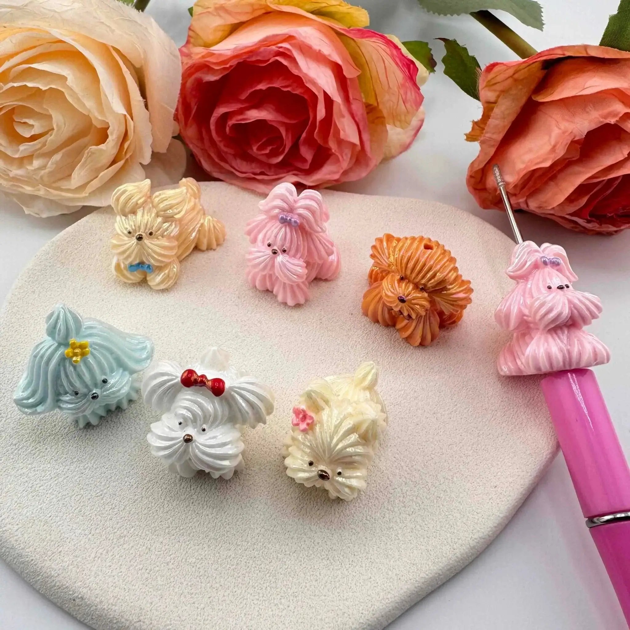 FS10902-Random Mixed Puppy UV Coating Resin Beads For Beadable Pens Keychain Jewelry Making -Zoe DIY Wholesale