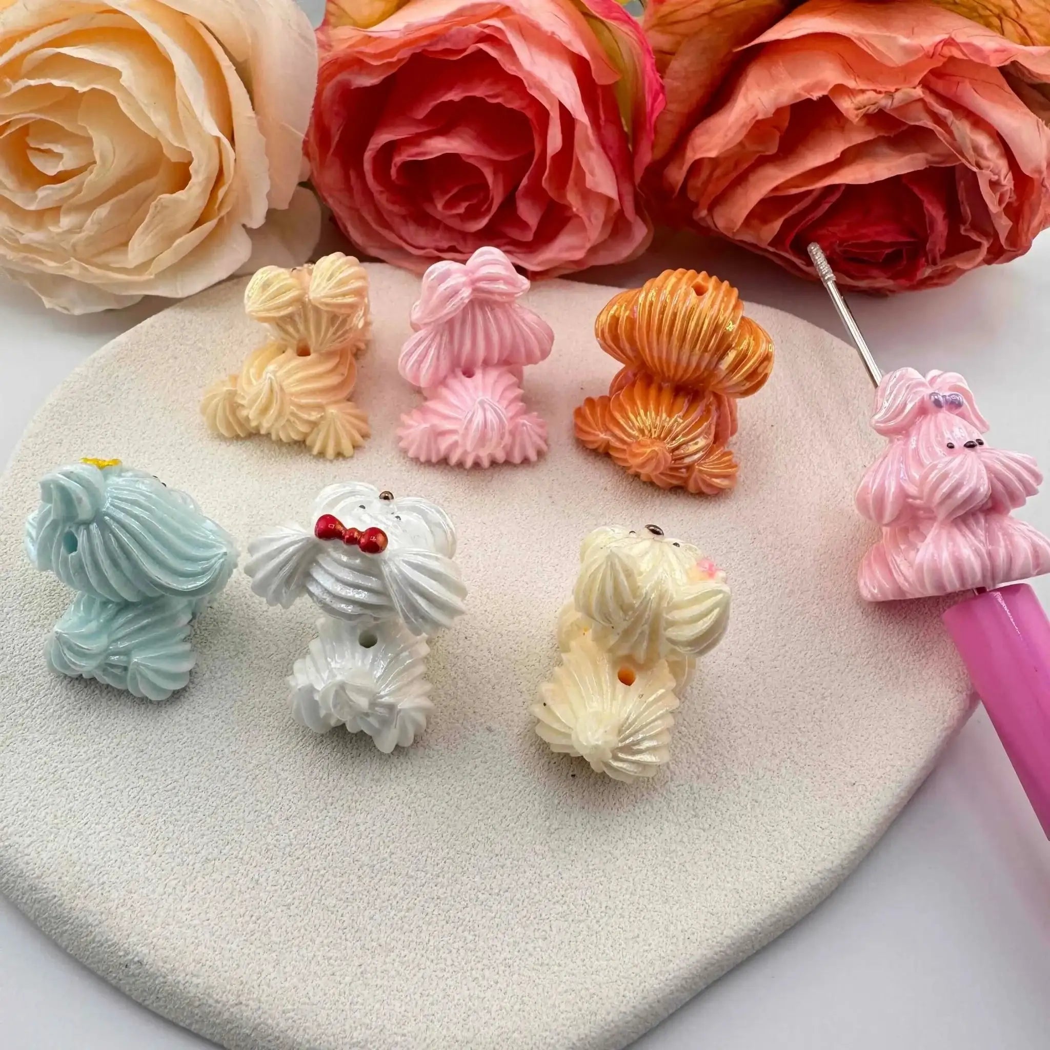 FS10902-Random Mixed Puppy UV Coating Resin Beads For Beadable Pens Keychain Jewelry Making -Zoe DIY Wholesale