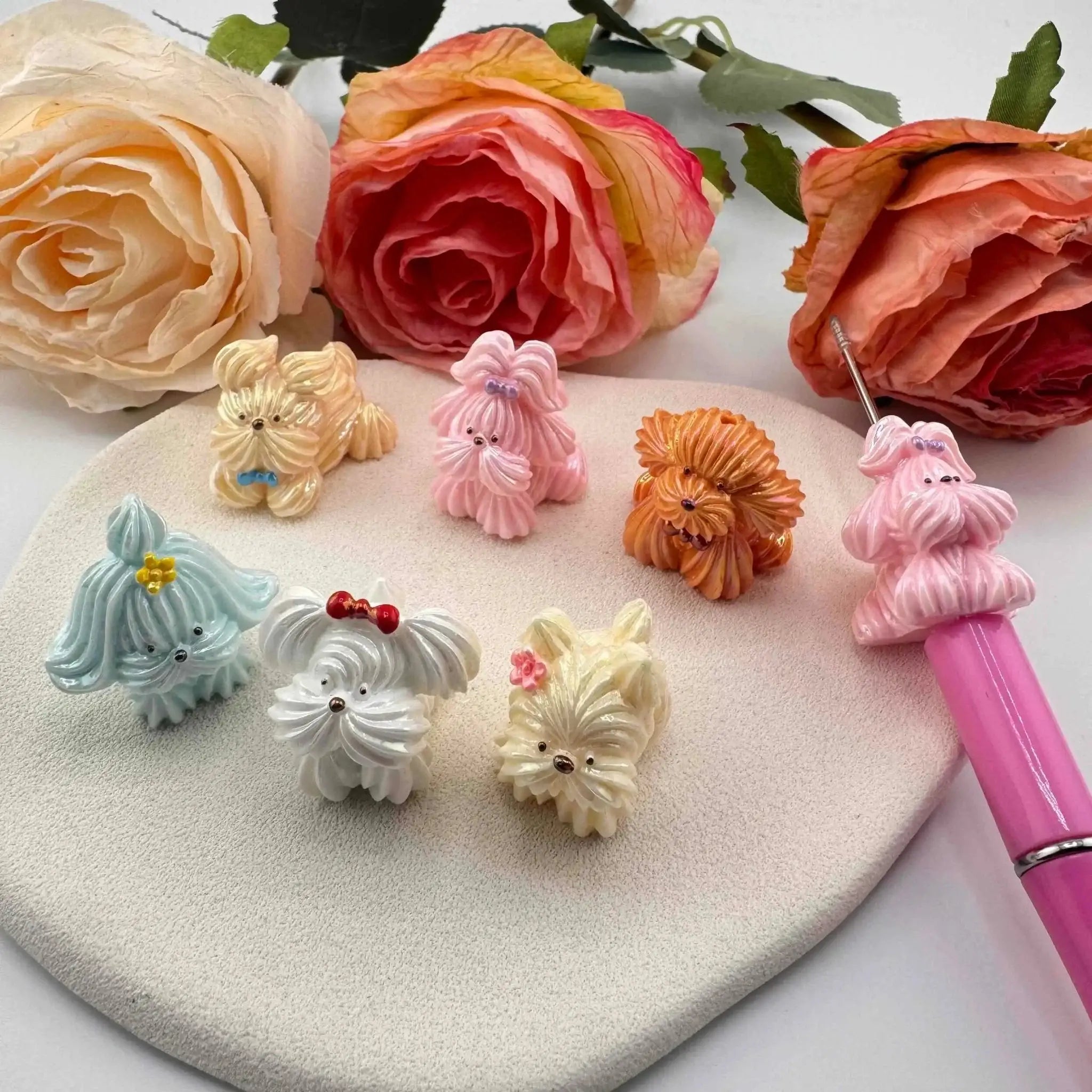 FS10902-Random Mixed Puppy UV Coating Resin Beads For Beadable Pens Keychain Jewelry Making -Zoe DIY Wholesale