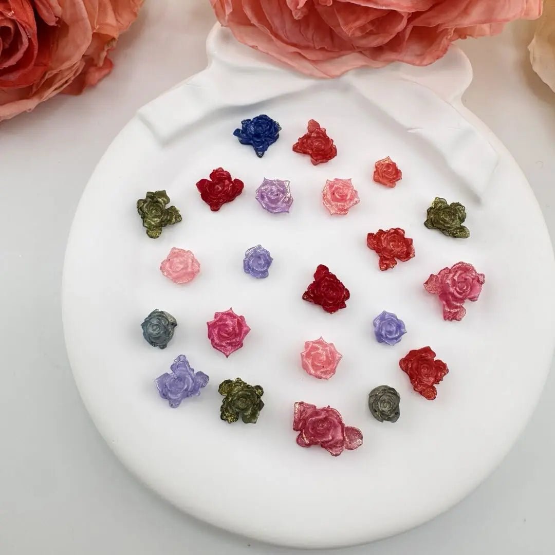 FS10918-Random Mixed Color &Szie Soft Flower Nail Charms Luminous -Zoe DIY Wholesale