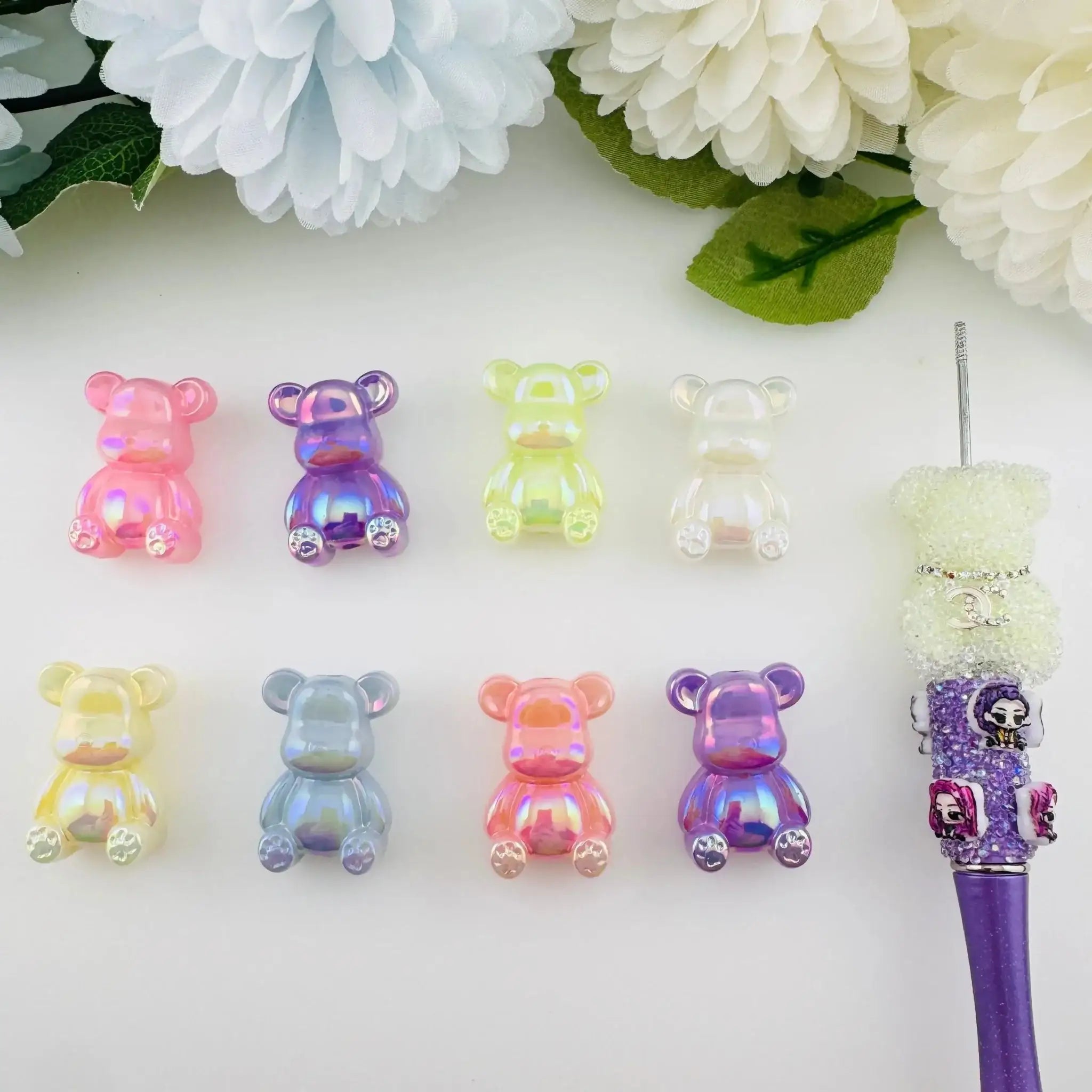 FS11179-About 22×32mm Jelly Color Luminous Bear Acrylic Beads -Zoe DIY Wholesale