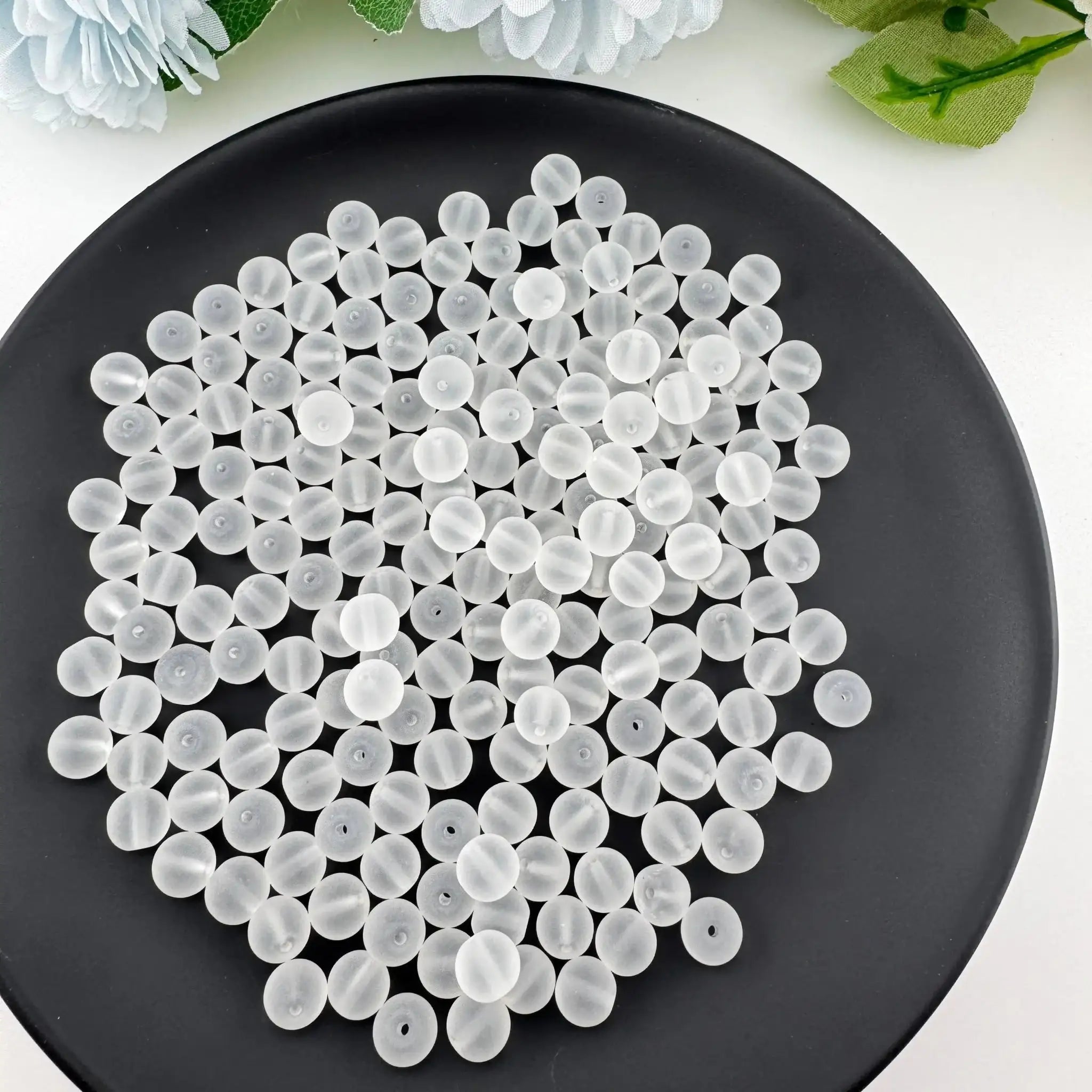 FS11184-8mm Frosted White Glass Beads -Zoe DIY Wholesale