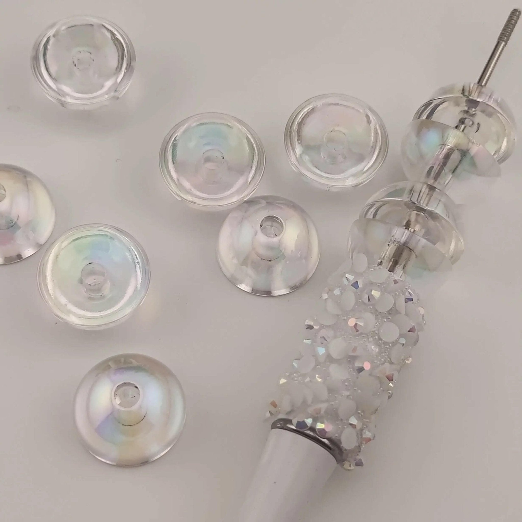 FS1182-18MM Transparent Semi-Round Acrylic Beads Fit For Beadable Pens -Zoe DIY Wholesale