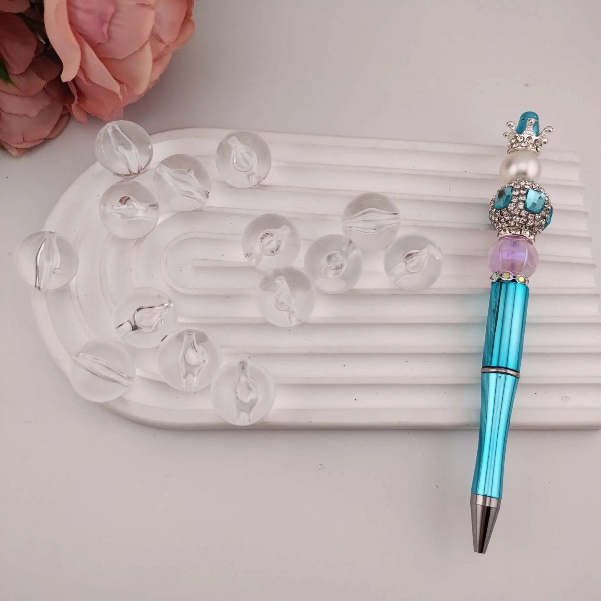FS1207-20MM Clear Round Based Beads Fit For Beadable Pens -Zoe DIY Wholesale