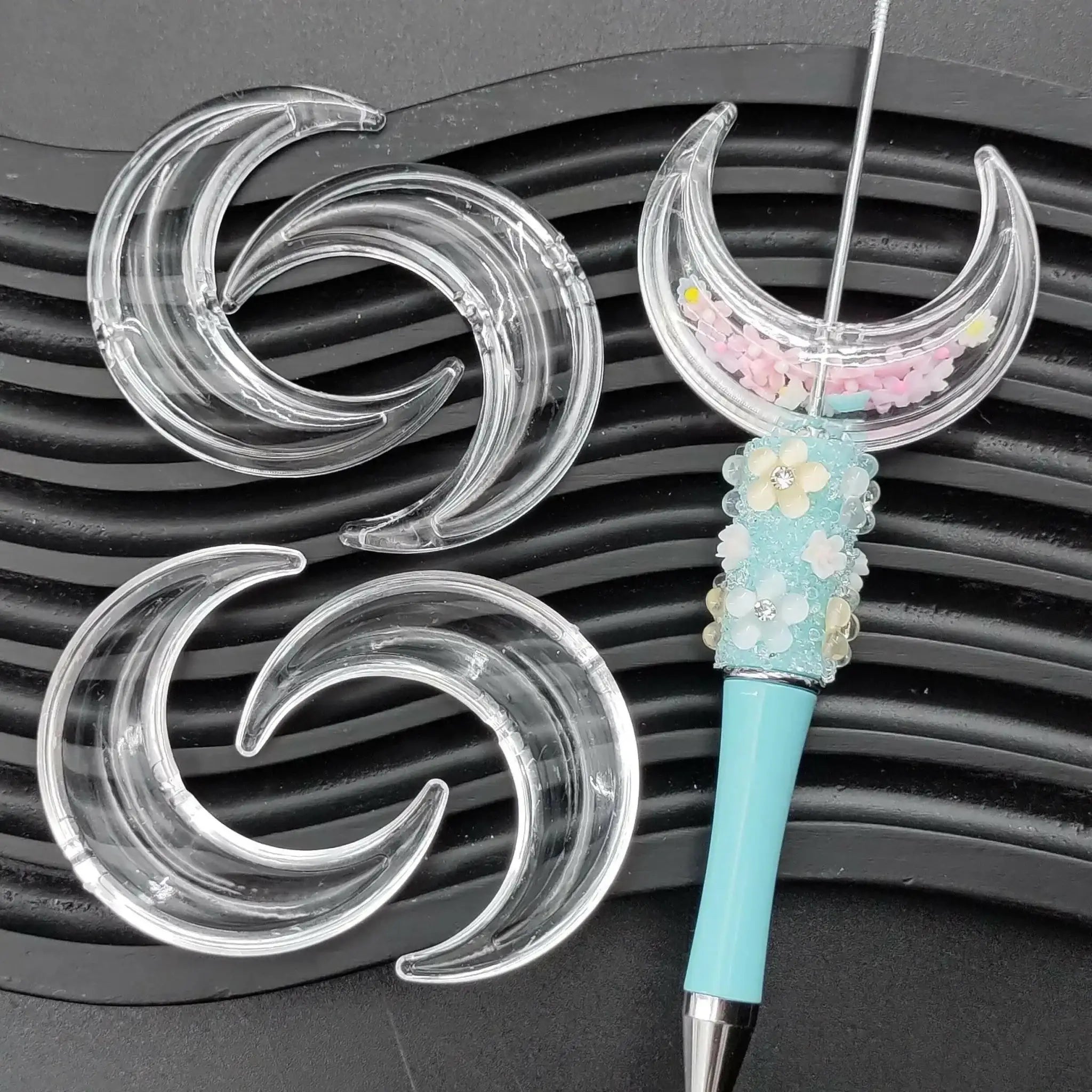 FS1288-42MM Moon Shakes Joy Acrylic Beads Fit For Beadable Pens -Zoe DIY Wholesale
