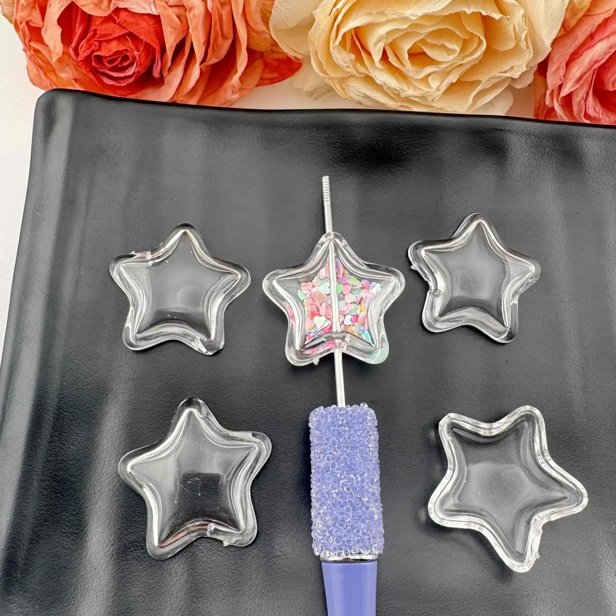 FS1292-About 33mm Star Shaker Acrylic Based Beads -Zoe DIY Wholesale