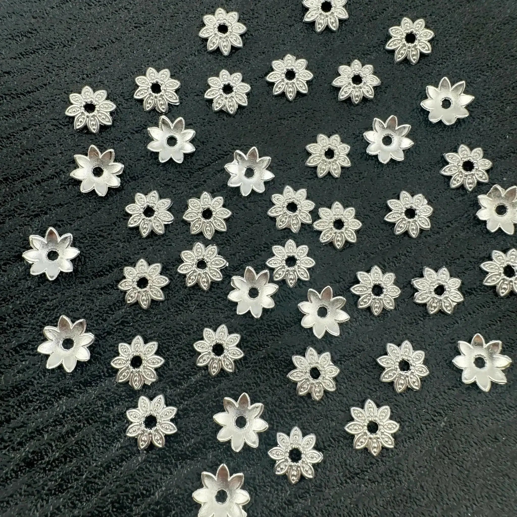 FS1322-10MM Silver Flower Spacer Fit For Beadable Pens -Zoe DIY Wholesale