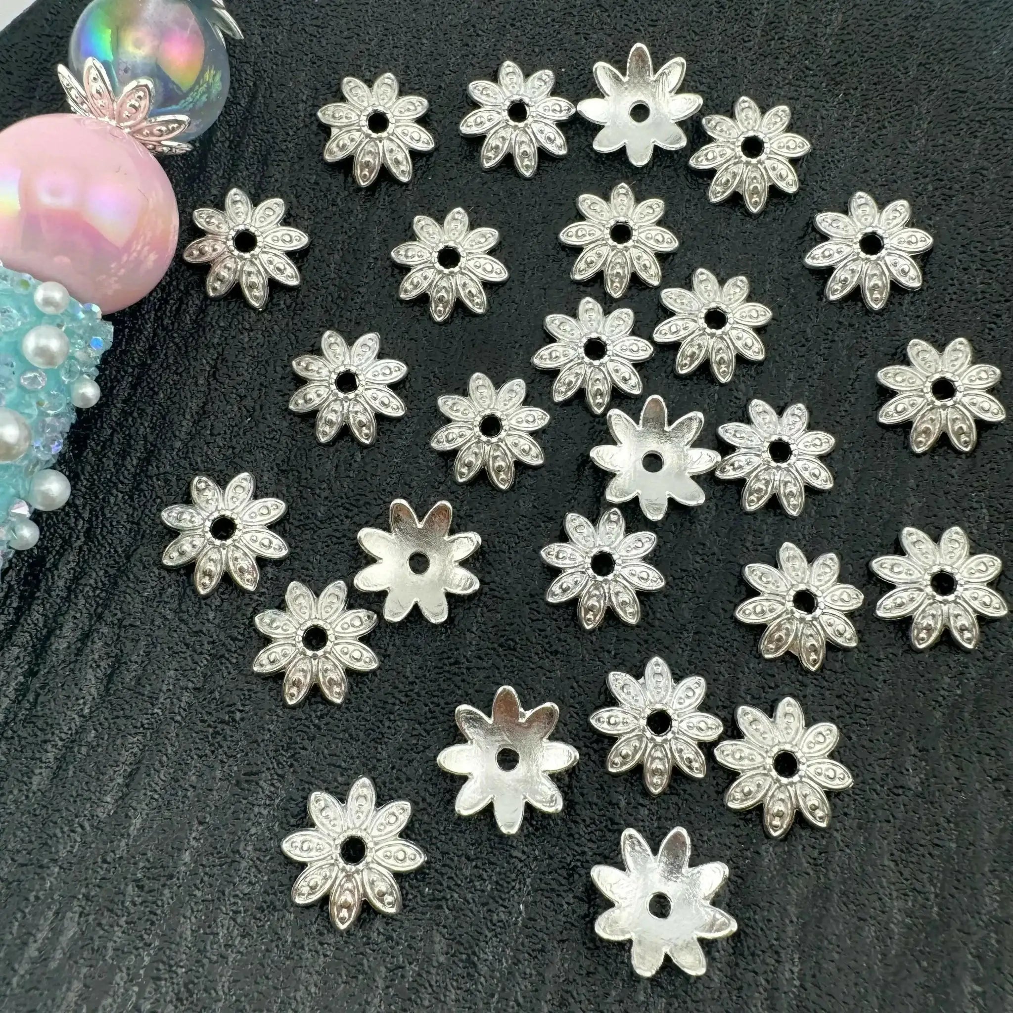 FS1323-14MM Silver Flower Spacer Fit For Beadable Pens -Zoe DIY Wholesale