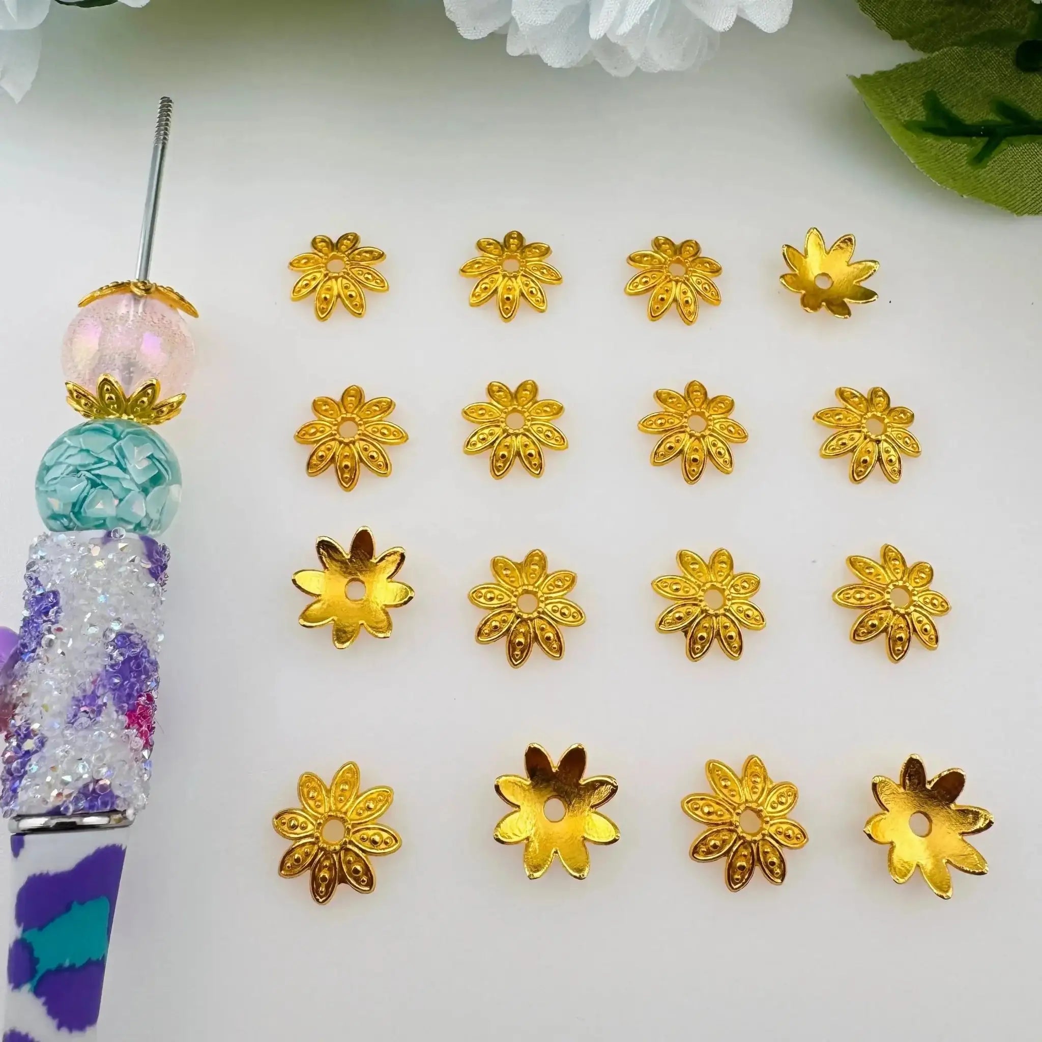 FS1323-14MM Silver Flower Spacer Fit For Beadable Pens -Zoe DIY Wholesale