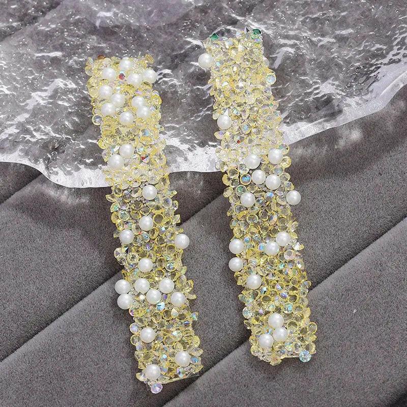 FS1515-Width 1.2cm Pearl Dianond Tape For Making Fancy Bead -Zoe DIY Wholesale