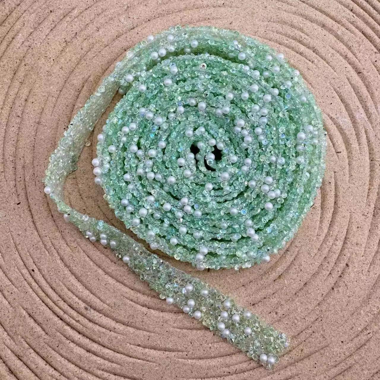 FS1515-Width 1.2cm Pearl Dianond Tape For Making Fancy Bead -Zoe DIY Wholesale