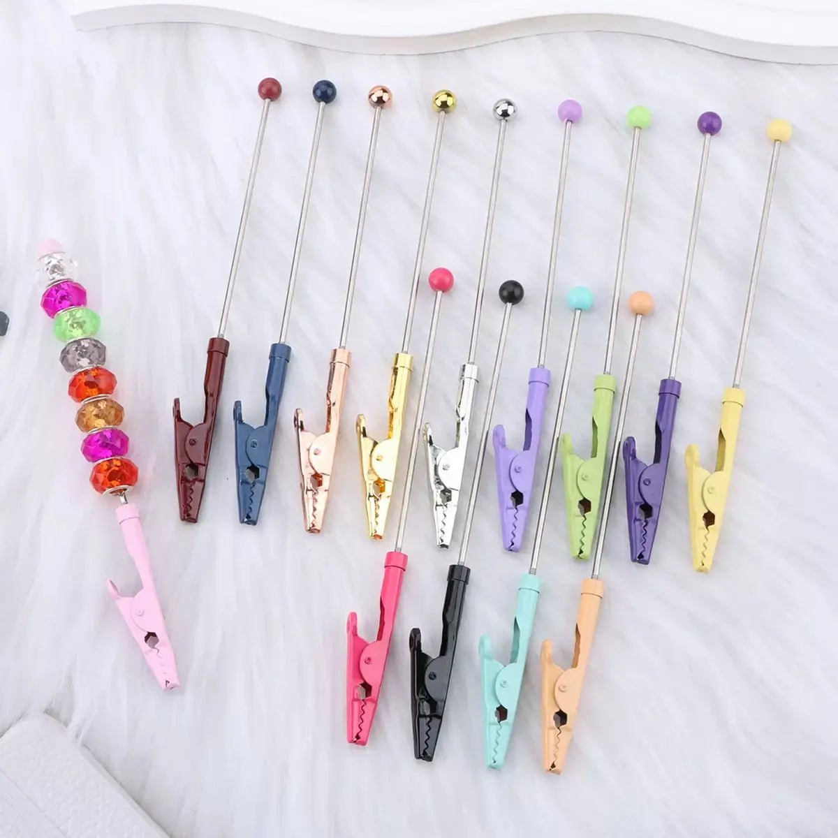 FS1548-16.2*0.2cm DIY Metal Crocodile Clips with Beadable Keychain Bar Mini Lobster Clasp for Notes Business Card Photo -Zoe DIY Wholesale