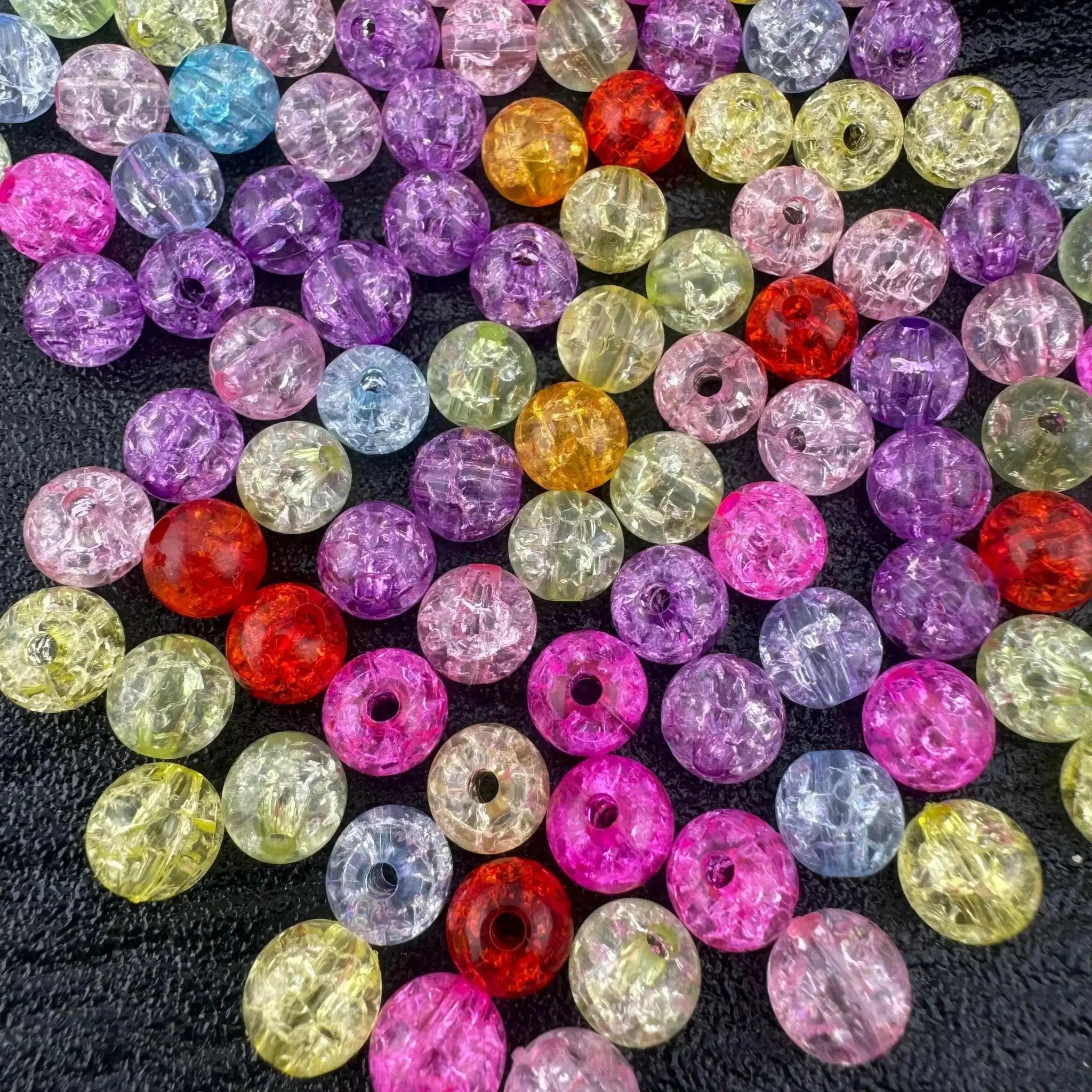 FS1743-8mm Random Mixed Color Crackle 8MM Acrylic Beads (Hole is tight ) -Zoe DIY Wholesale