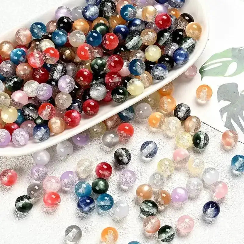 FS1755-12MM Two Tone Gradient Fine Glitter Resin Beads -Zoe DIY Wholesale