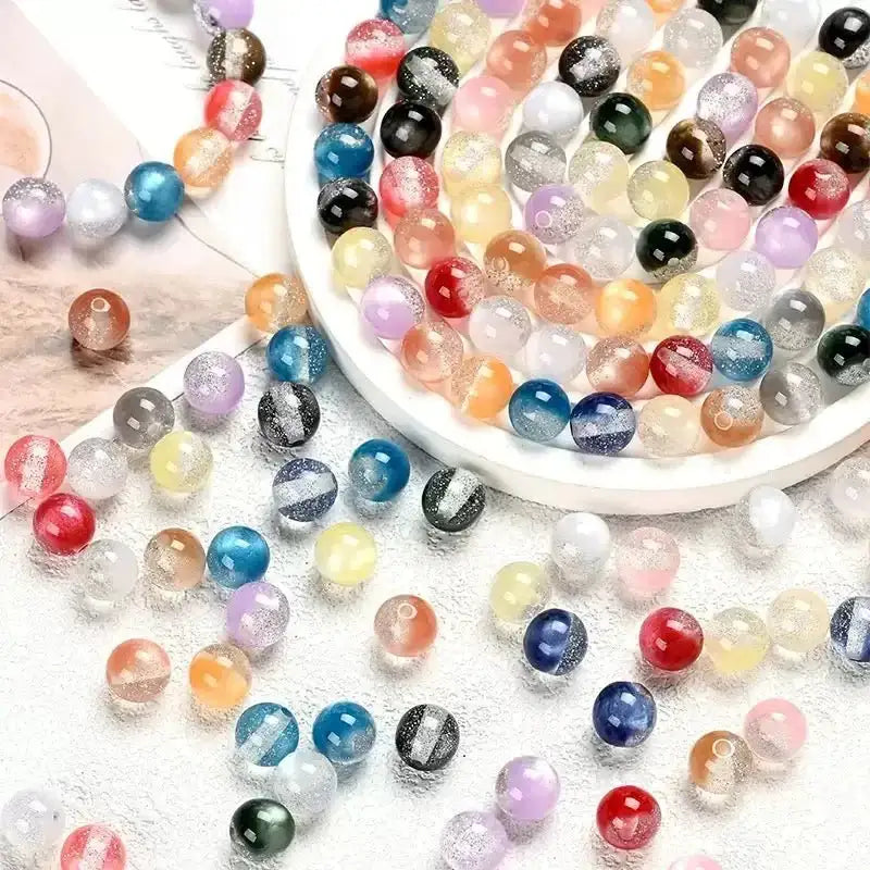 FS1755-12MM Two Tone Gradient Fine Glitter Resin Beads -Zoe DIY Wholesale