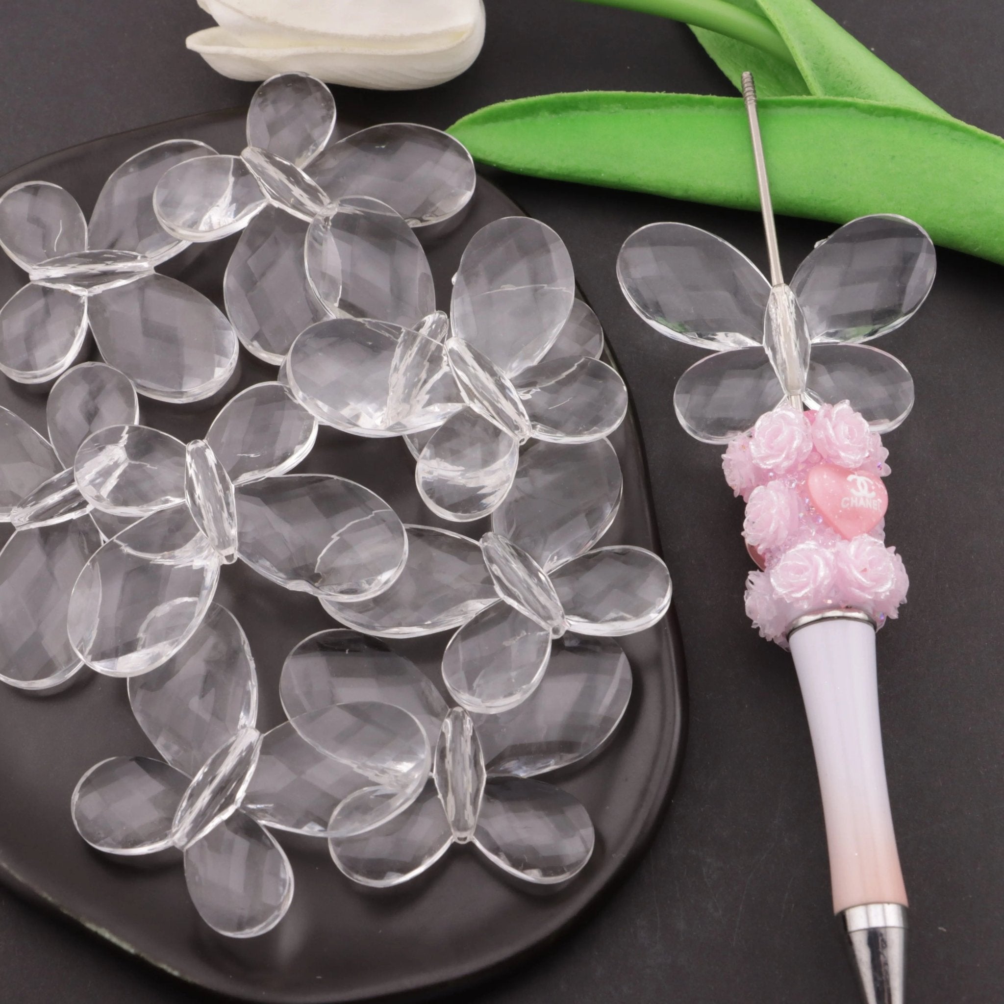 FS1799-35*45mm Clear Butterfly Beads, Transparent Large Butterfly Base Beads -Zoe DIY Wholesale