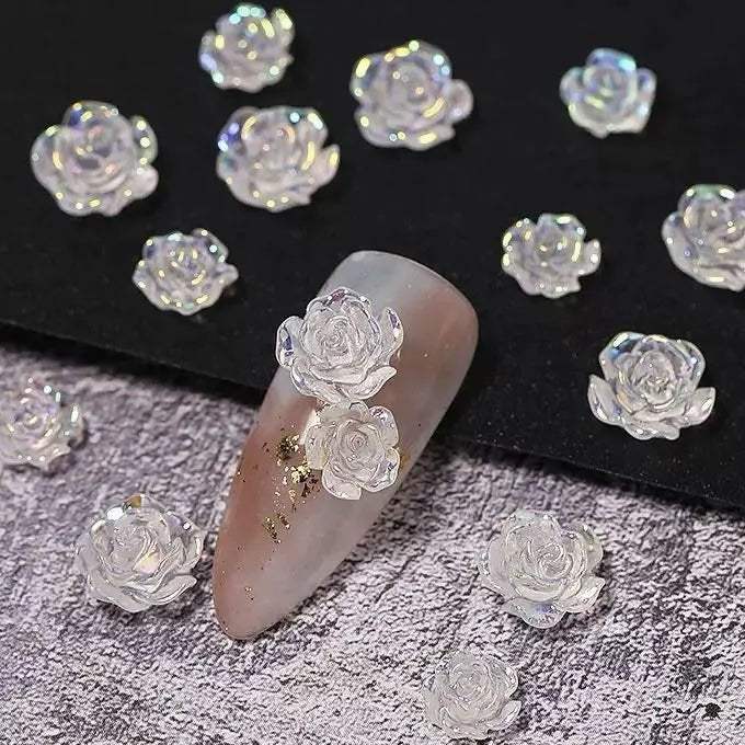 FS18069-8mm Rose Flower Nail Charms -Zoe DIY Wholesale