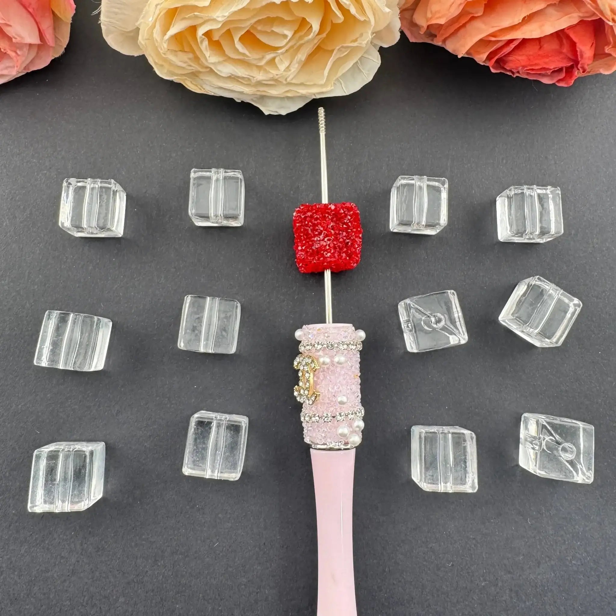 FS18356-About 14mm Clear Cube Acrylic Based Beads -Zoe DIY Wholesale