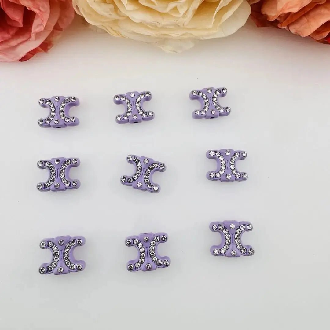 FS18384-About 12×15mm Rhinestone Celine Alloy Metal Beads -Zoe DIY Wholesale