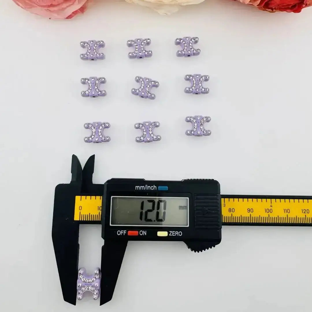FS18384-About 12×15mm Rhinestone Celine Alloy Metal Beads -Zoe DIY Wholesale