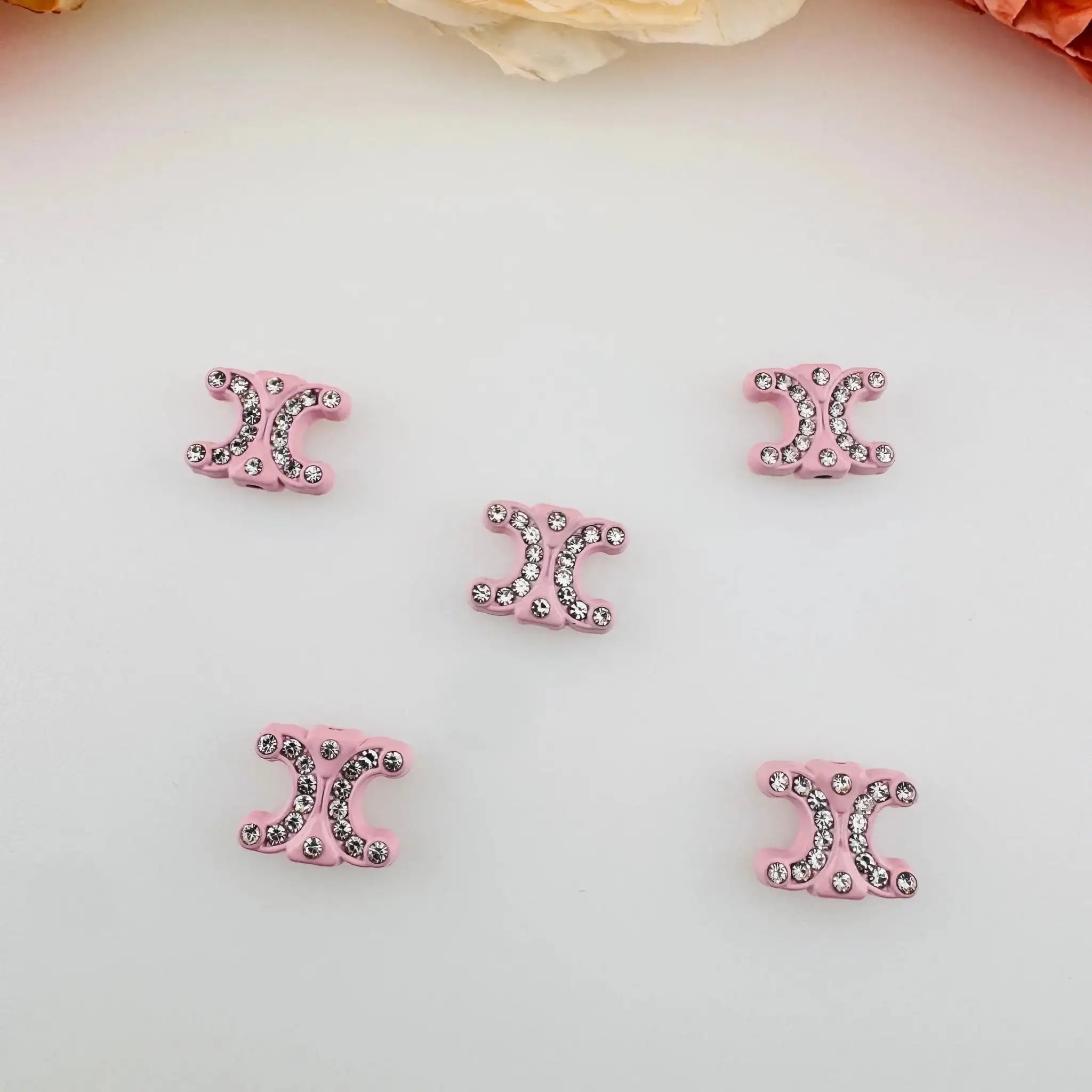 FS18384-About 12×15mm Rhinestone Celine Alloy Metal Beads -Zoe DIY Wholesale