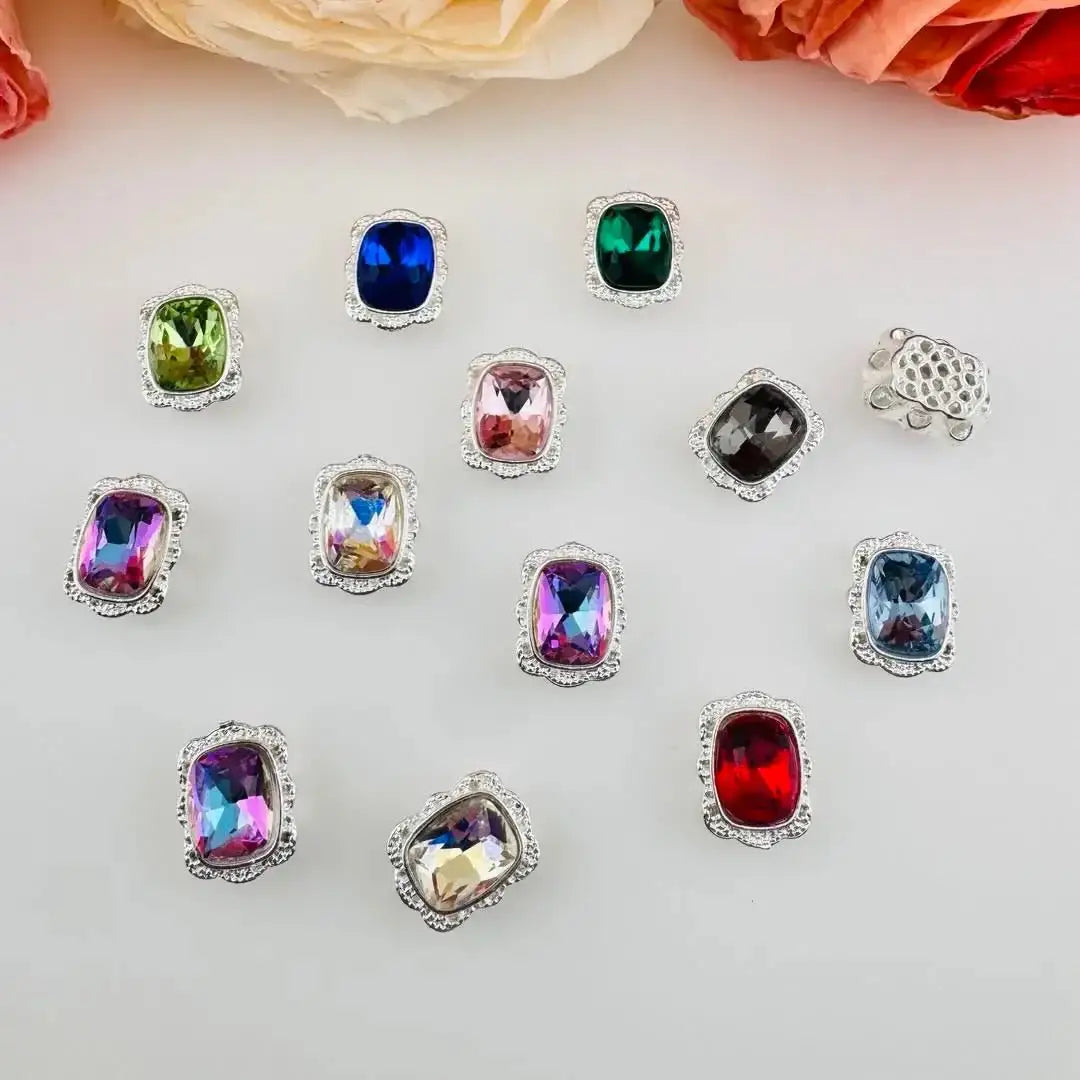 FS18582-About 10×13mm Crystal Rhinestone 8 Hole Metal Beads -Zoe DIY Wholesale