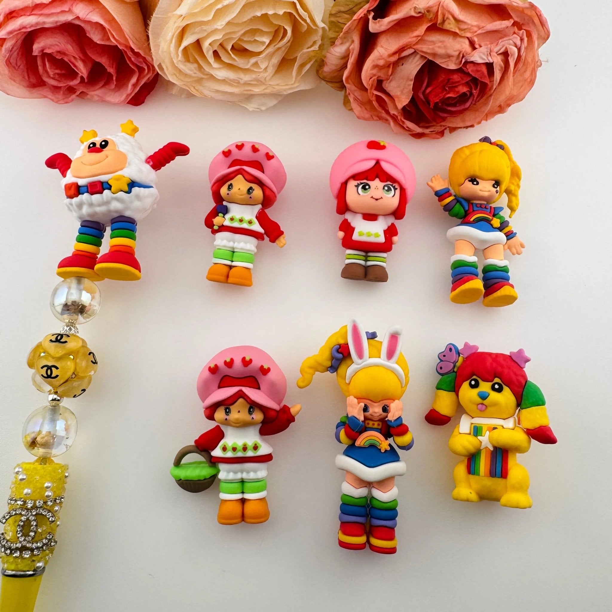 FS18912-Rainbow Brite & Strawberry Shortcake Pen Topper -Zoe DIY Wholesale