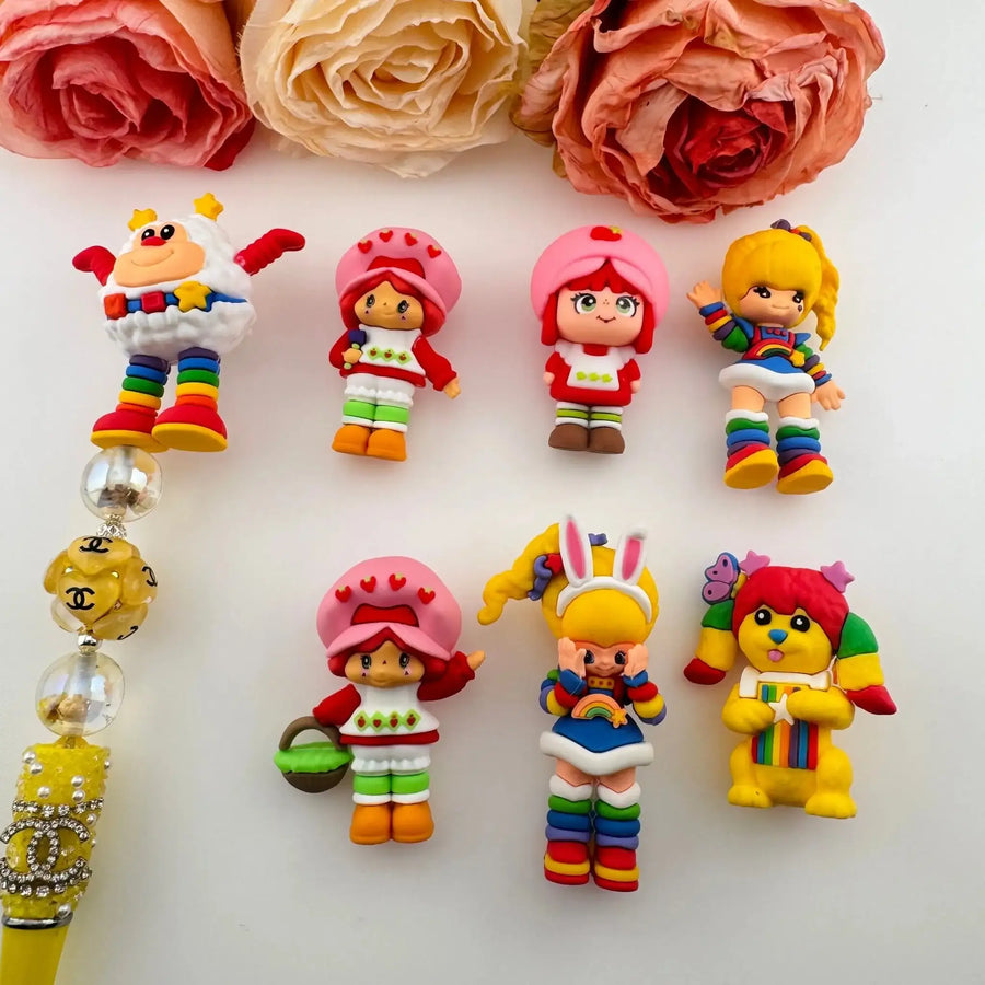 FS18912-Rainbow Brite & Strawberry Shortcake Pen Topper -Zoe DIY Wholesale