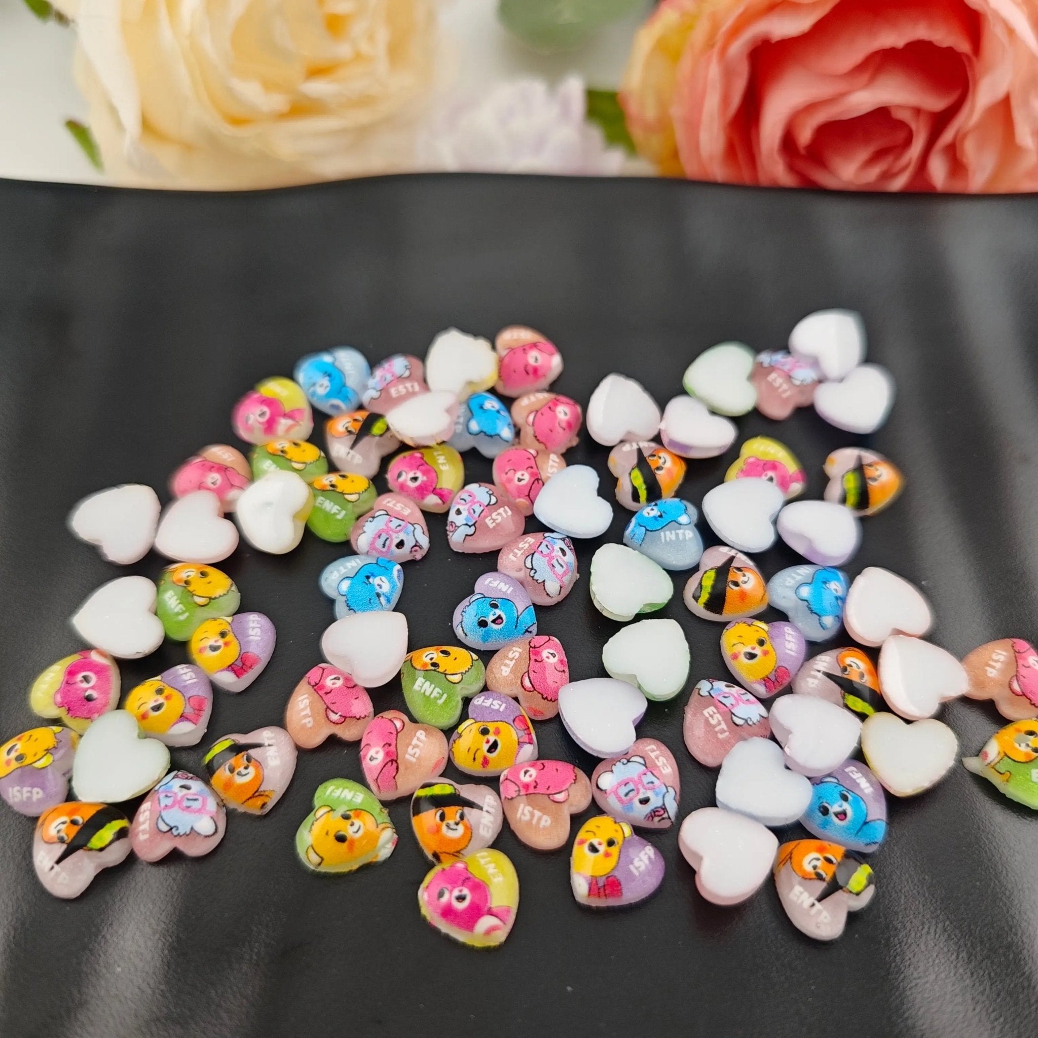 FS18963-About 10*10mm Care Bear Heart Nail Charms -Zoe DIY Wholesale